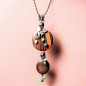 Collier Bois et perles hématite zoïsite malachite jade hippocampe swarovski