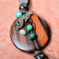 Collier Bois et perles hématite zoïsite malachite jade hippocampe swarovski
