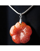 Pendentif Cornaline Fleur avec chaîne