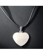 Pendentif Acier cœur sur cordon