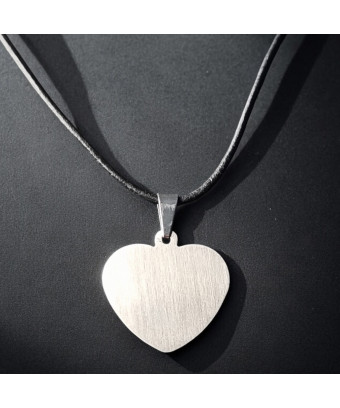 Pendentif Acier cœur sur cordon