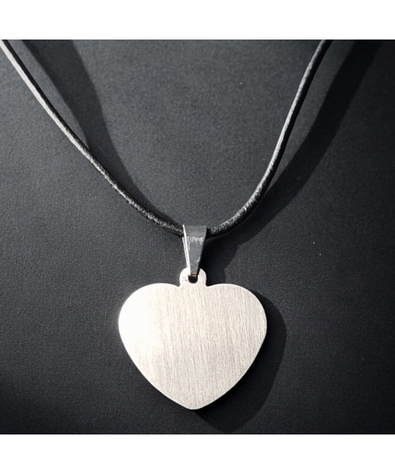 Pendentif Acier cœur sur cordon