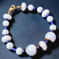 Bracelet Lapis-lazuli et Calcédoine facettée et Pierres rondes avec fermoir