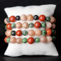 Bracelet Pierre de lune rose Rubis Zoïsite et Jaspe rouge "Spécial Andropause"