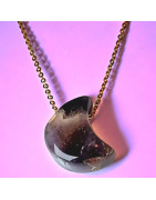 Pendentif Améthyste lune avec chaîne dorée