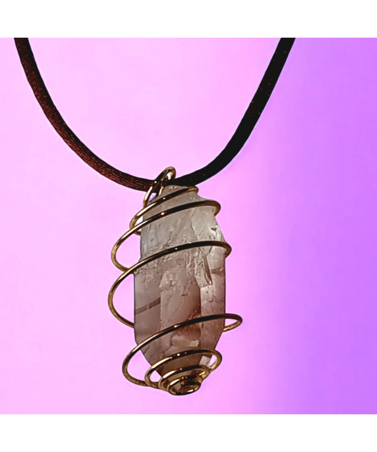 Pendentif Quartz Améthyste sur cordon réglable