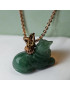 Pendentif Aventurine verte Ours avec chaîne dorée