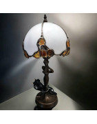 Lampe Ambre et verre en laiton 36cm
