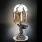 Lampe Ambre et verre en laiton 38cm