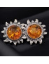 Boucles Ambre Cognac Soleil Argent 925