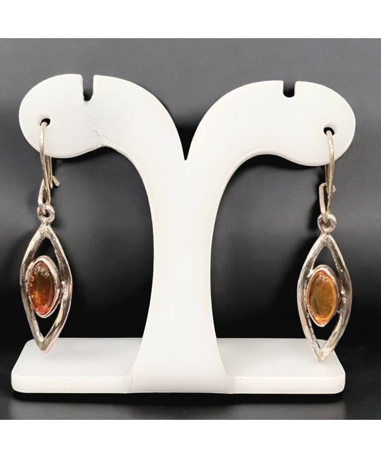 Boucles Ambre Ovales Argent 925