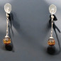 Boucles Ambre Cognac boules Argent 925