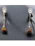 Boucles Ambre Cognac boules Argent 925