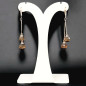 Boucles Ambre Cognac boules Argent 925