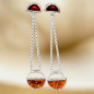 Boucles Ambre Cognac rondes Argent 925