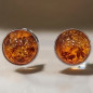Boucles Ambre Cognac rondes Argent 925