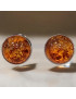 Boucles Ambre Cognac rondes Argent 925