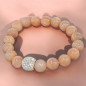 Bracelet Pierre de lune rose et insert Swarovski Pierres rondes 10mm
