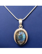 Pendentif Labradorite Ovale sur chaîne Argent 925 (s)