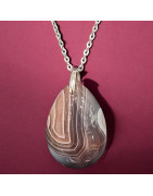 Pendentif Agate du Botswana sur chaîne