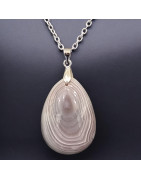 Pendentif Agate du Botswana sur chaîne