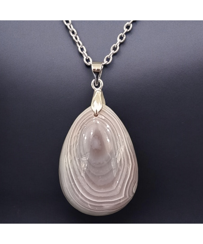 Pendentif Agate du Botswana sur chaîne