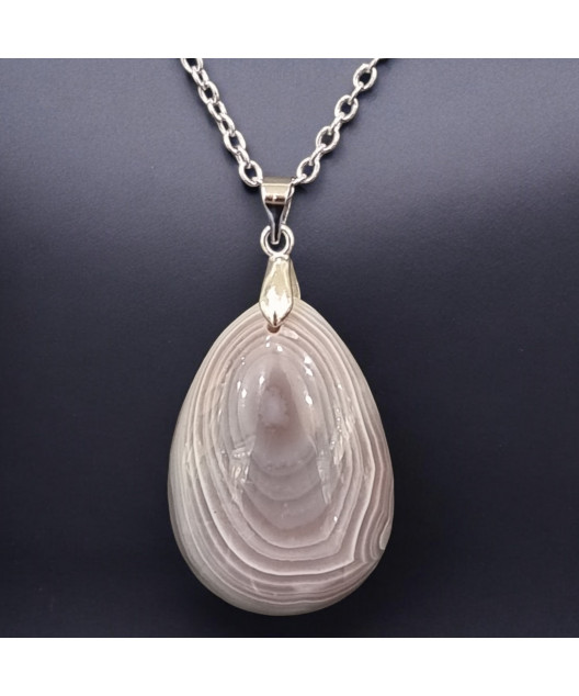 Pendentif Agate du Botswana sur chaîne