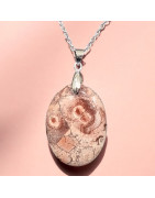 Pendentif Jaspe Oiseau Ovale sur chaîne (s)