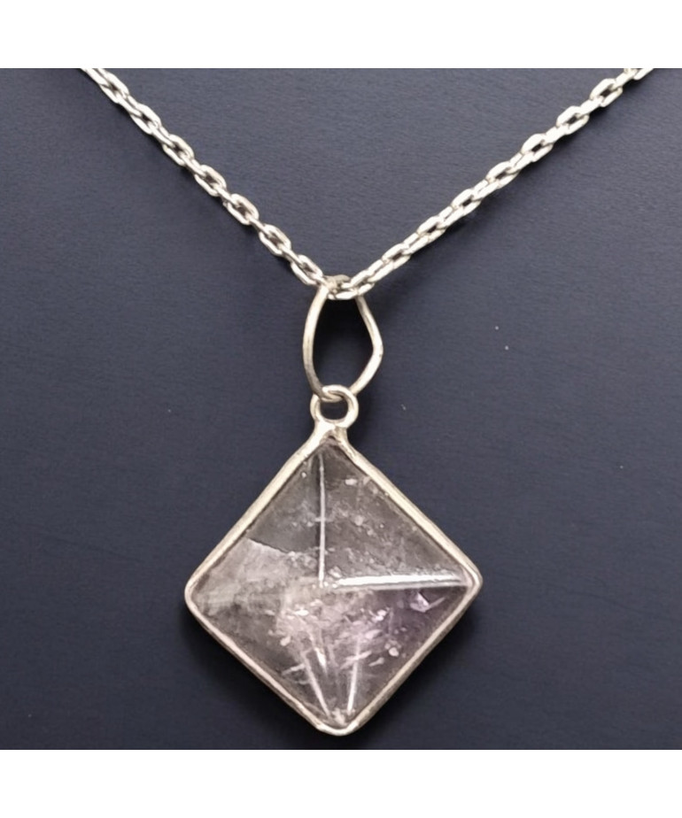 Pendentif Améthyste Pyramide Argent 925 avec chaîne