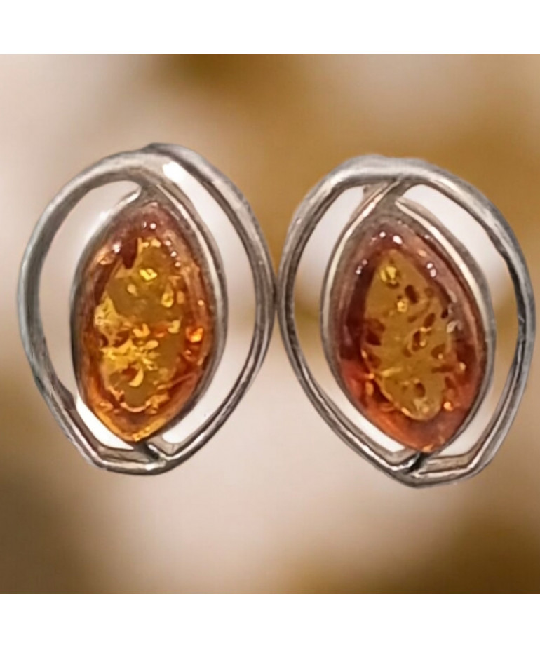 Boucles Ambre Ovales Argent 925