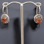 Boucles Ambre serties et Marcassite Argent 925