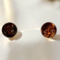 Boucles Ambre Cognac Boules Argent 925