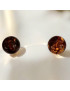 Boucles Ambre Cognac Boules Argent 925