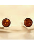 Boucles Ambre Cognac Demi-Boules Argent 925