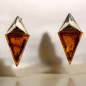 Boucles Ambre Cognac Triangles Argent 925
