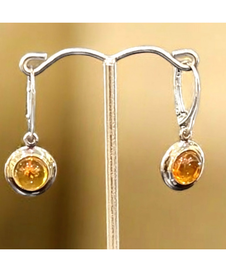 Boucles Ambre Demi-Boules Argent 925