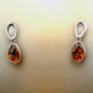 Boucles Ambre Cognac Ovales Argent 925