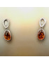 Boucles Ambre Cognac Ovales Argent 925