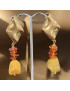 Boucles Ambre Cognac et Miel Argent 925