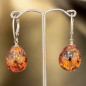 Boucles Ambre Cognac boules Argent 925