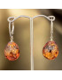 Boucles Ambre Cognac boules Argent 925