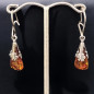 Boucles Ambre Cognac Gouttes Argent 925