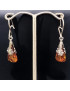 Boucles Ambre Cognac Gouttes Argent 925