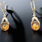 Boucles Ambre Cognac rondes Argent 925