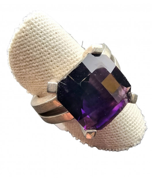 Bague améthyste argent 925 taille 59