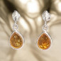 Boucles Ambre Cognac Ovales Argent 925