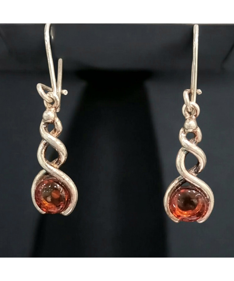 Boucles Ambre Cognac Argent 925