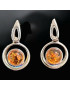 Boucles Ambre Cognac Rondes Argent 925