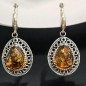 Boucles Ambre Ovales à clips Argent 925