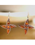 Boucles Ambre Cognac Fleurs Argent 925